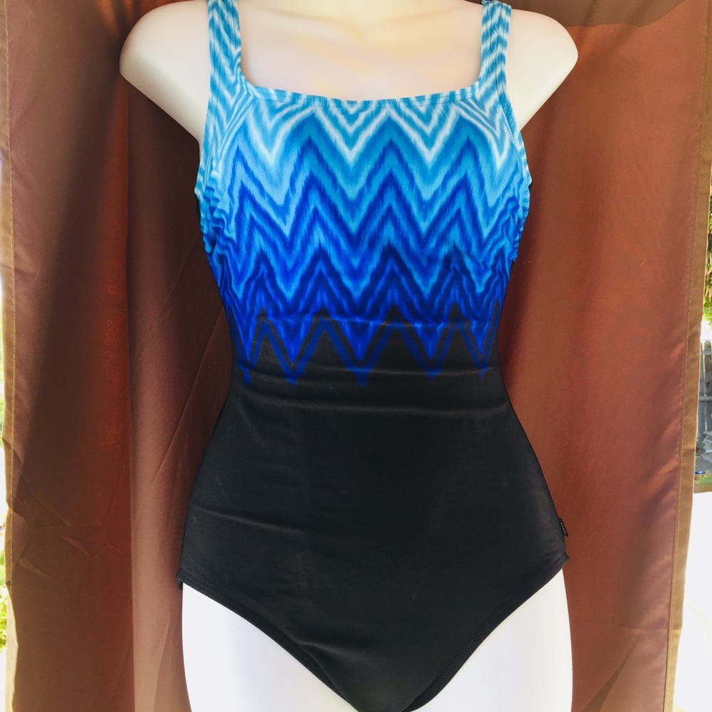 Speedo Blue and Black One Piece Swimsuit